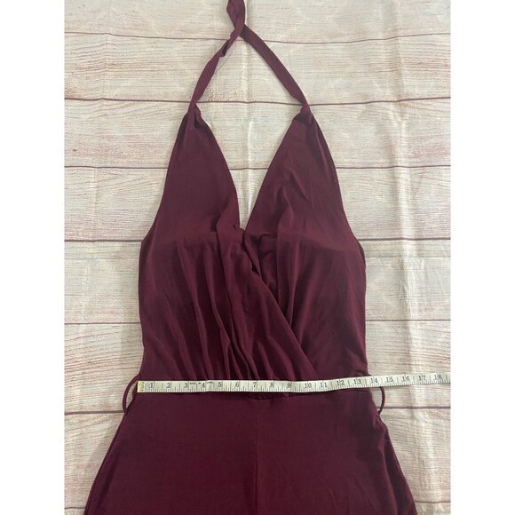 Vintage Shaoe FX Burgundy Halter Neck Mermaid Maxi Dress - Medium - Picture 8 of 12